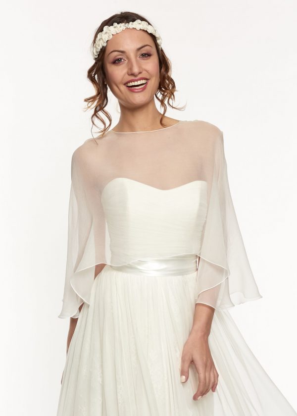 Cape Châle En Mousseline 59 Pouces (150 Cm) - Transparente, élégante Pour Mariage, Soirée, événement | Accessoire Femme Chic