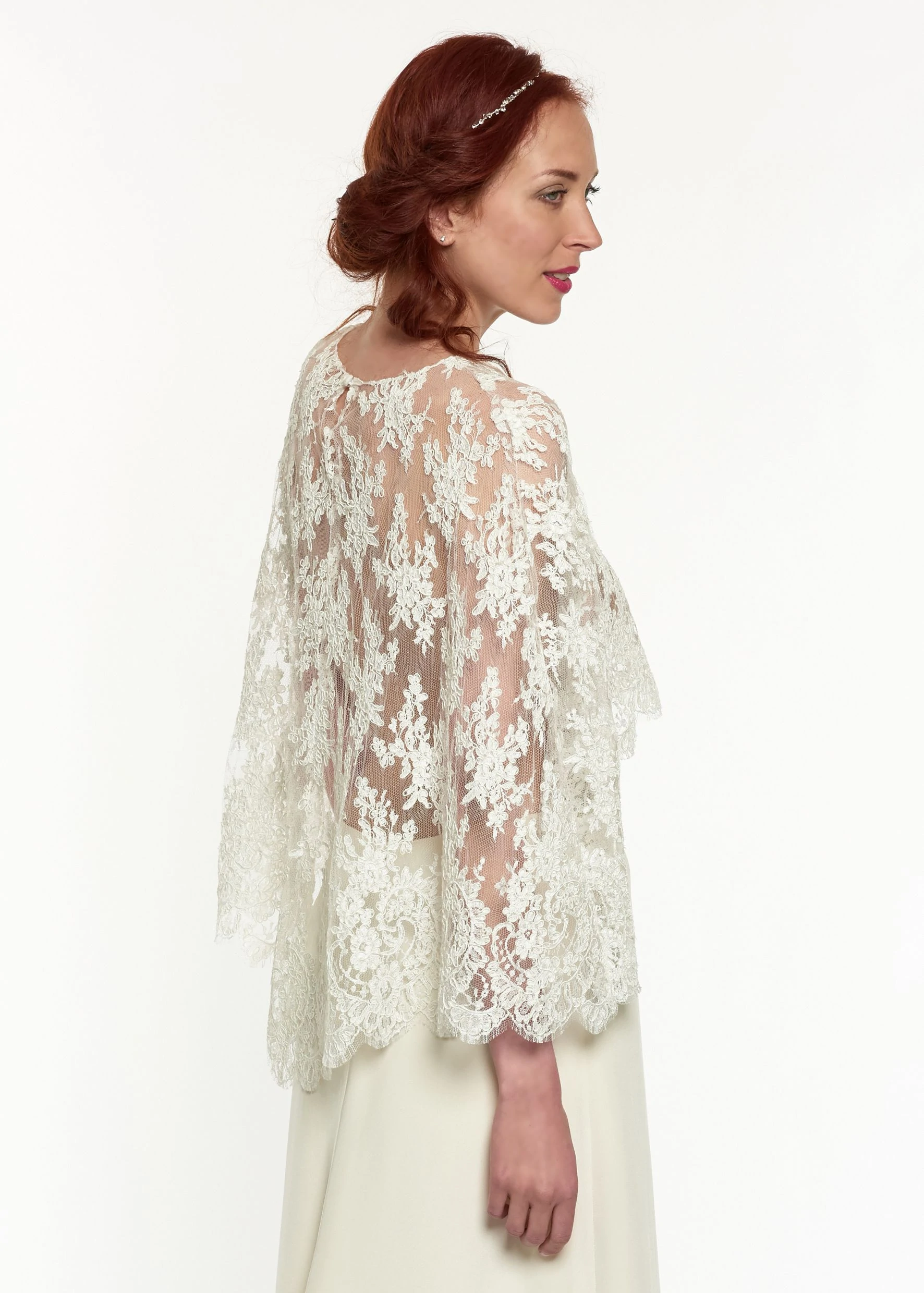 Cape CA2C Dentelle METAL FLAQUE Cape mariee dentelle Metal Flaque